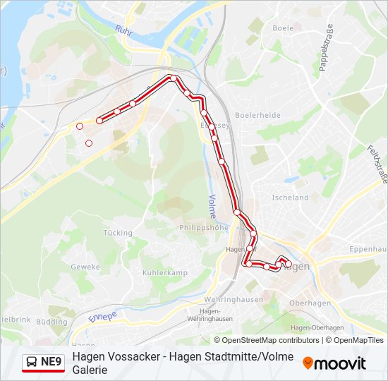 NE9 Bus Line Map