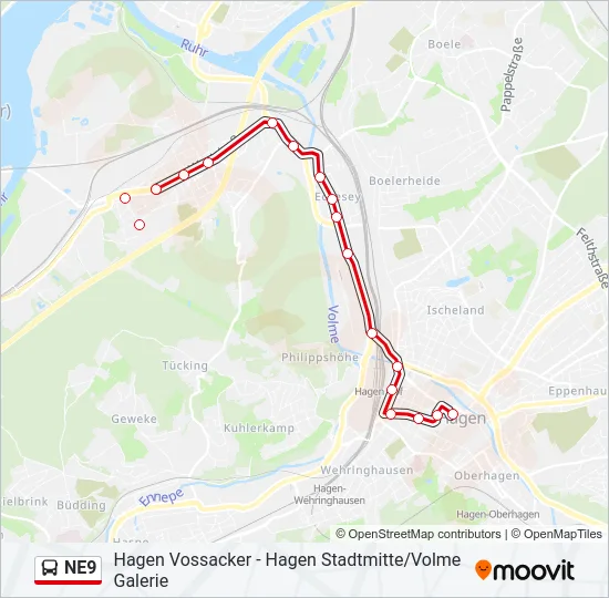 NE9 Bus Line Map