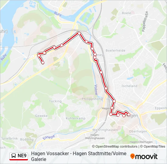 NE9 Bus Line Map