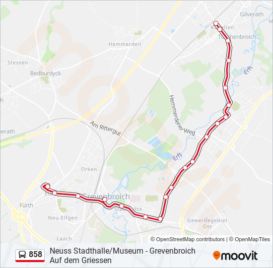 858 bus Line Map