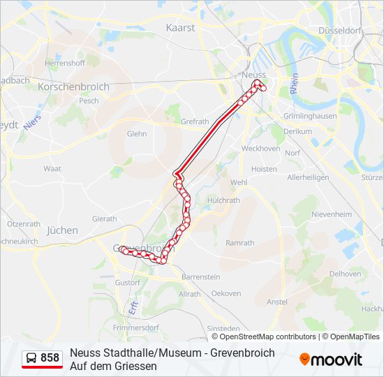 858 bus Line Map