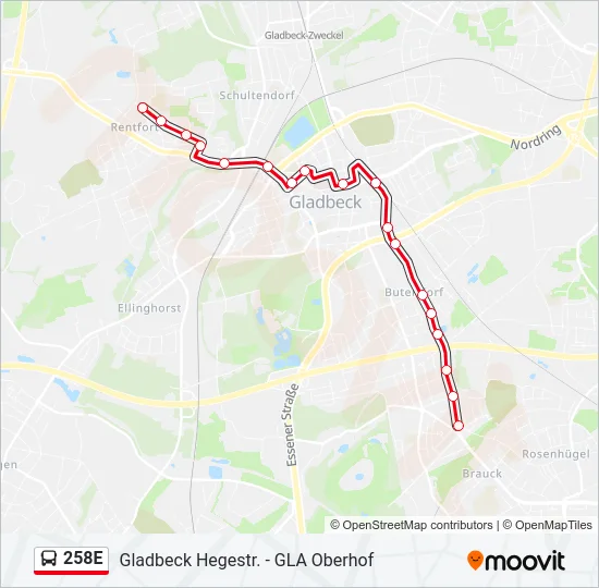 258E Bus Line Map