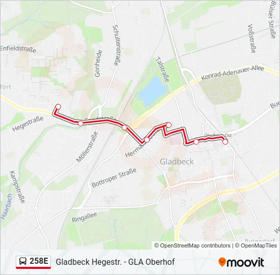 258E Bus Line Map