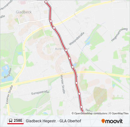 258E Bus Line Map