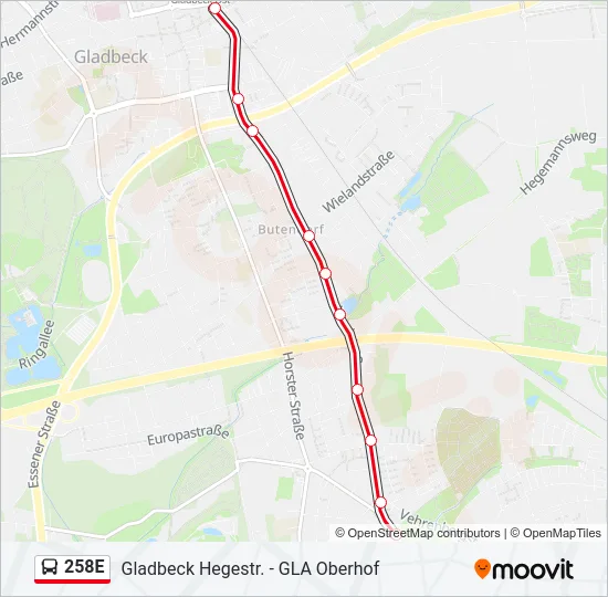 258E Bus Line Map