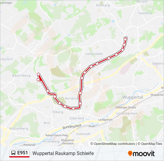 E951 bus Line Map