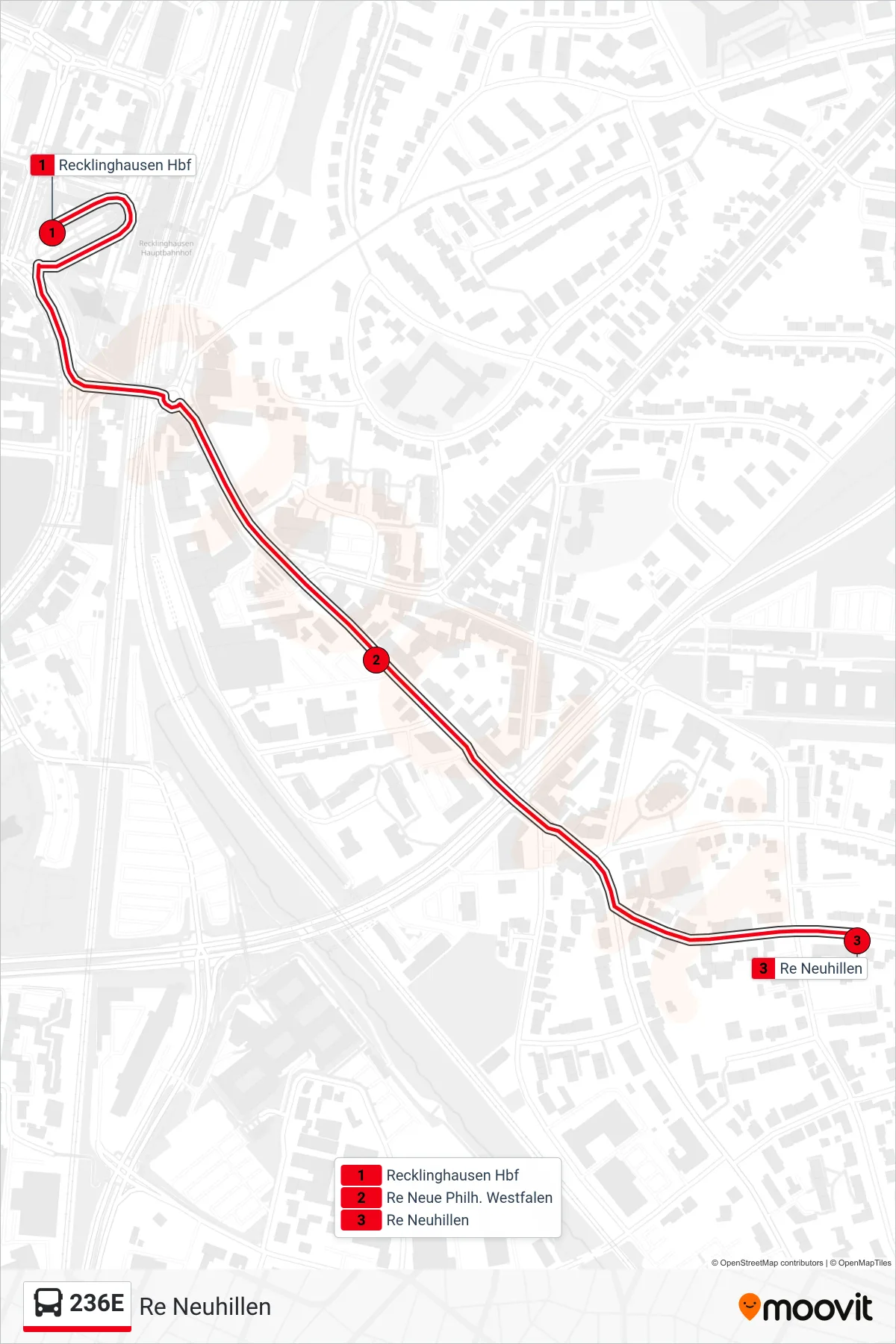Linie 236E (Bus) Richtung Re Neuhillen: Route und Haltestellen auf der Karte