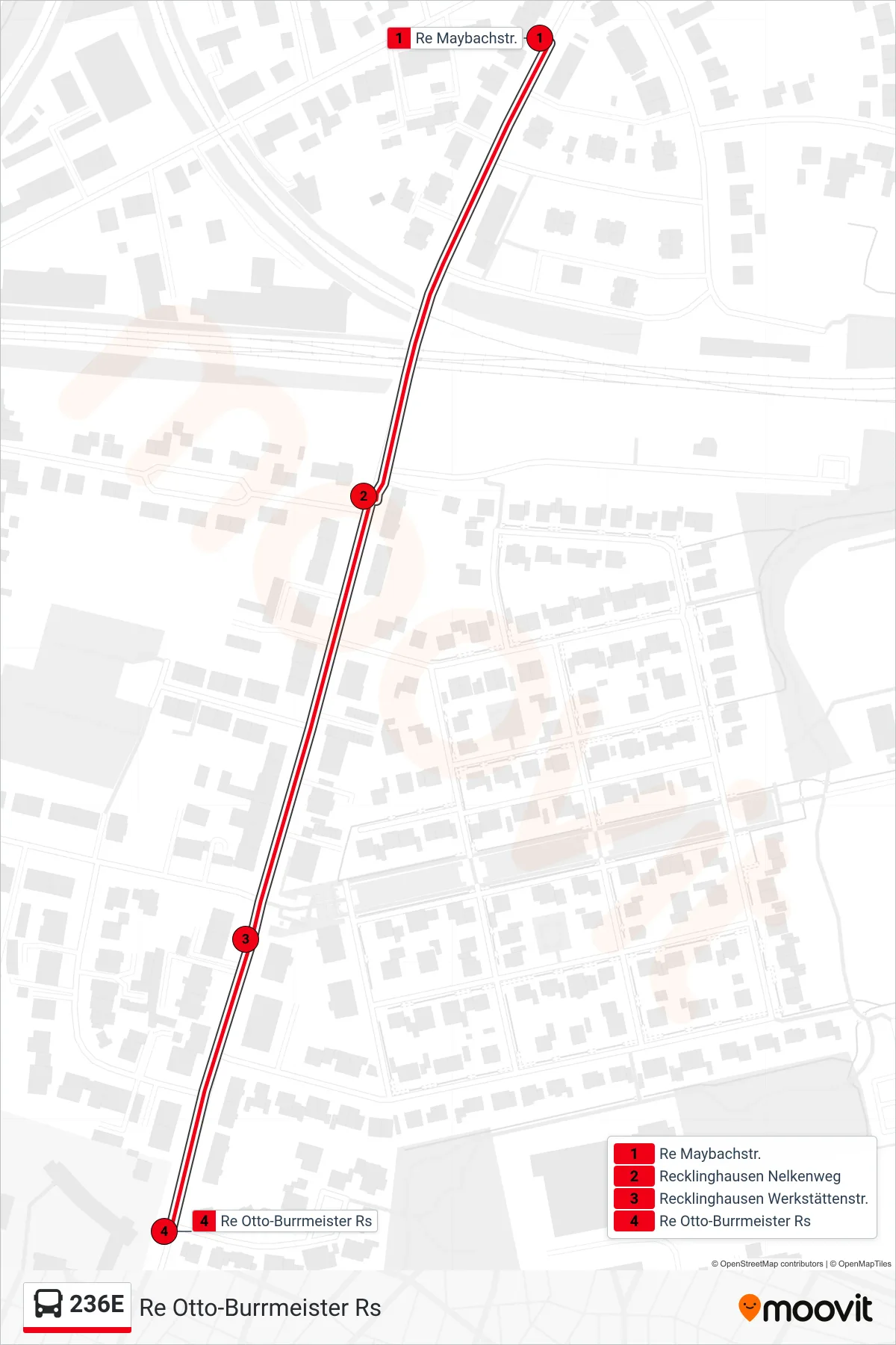 236E bus Line (Re Otto-Burrmeister Rs) route and stops on a map