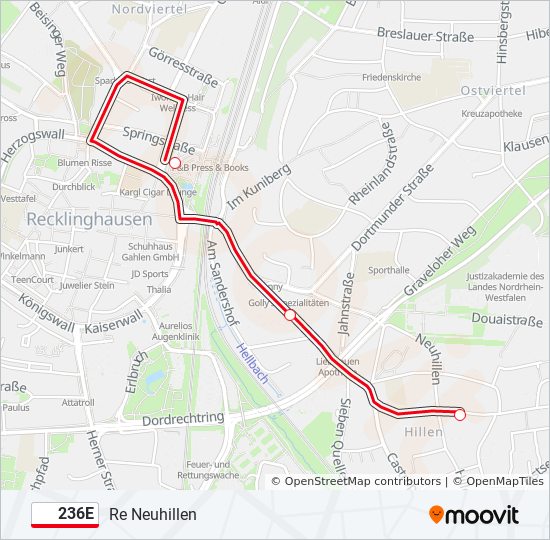 236E bus Line Map