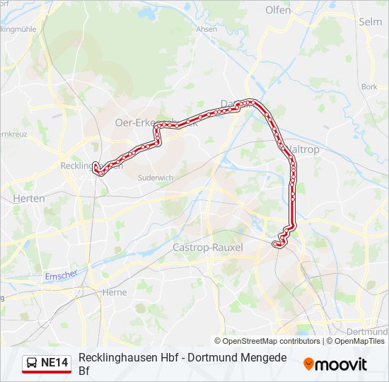 NE14 bus Line Map