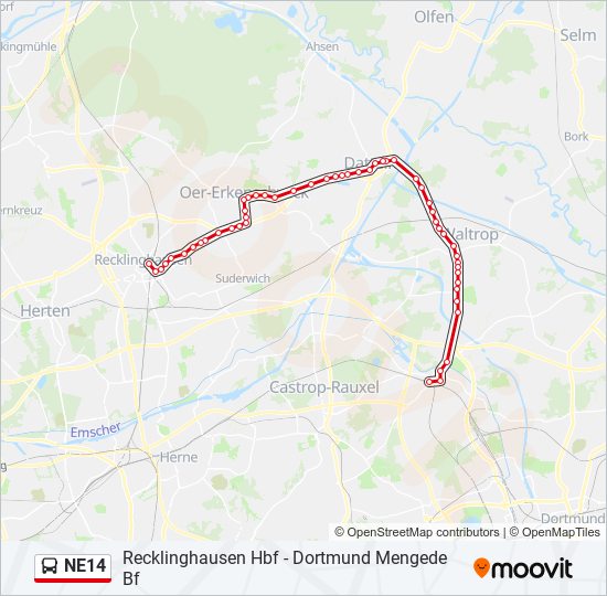 NE14 bus Line Map