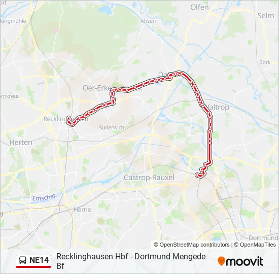 NE14 Bus Line Map