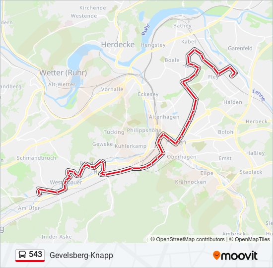 543 bus Line Map