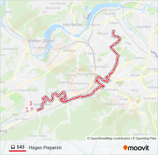 543 Bus Line Map
