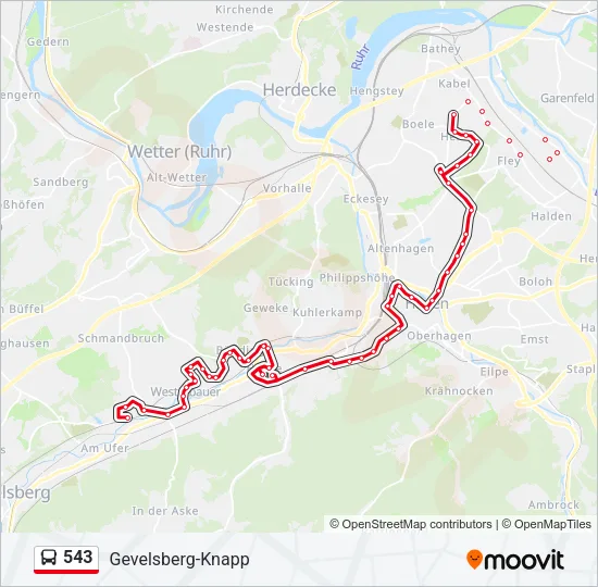 543 Bus Line Map