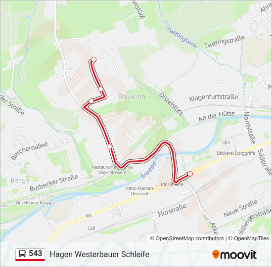 543 Bus Line Map