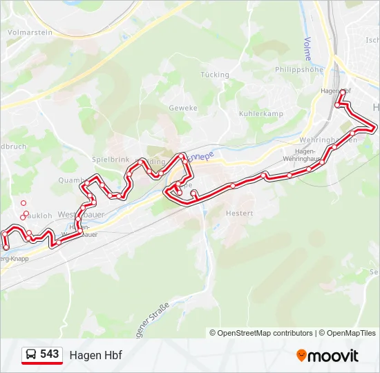 543 Bus Line Map