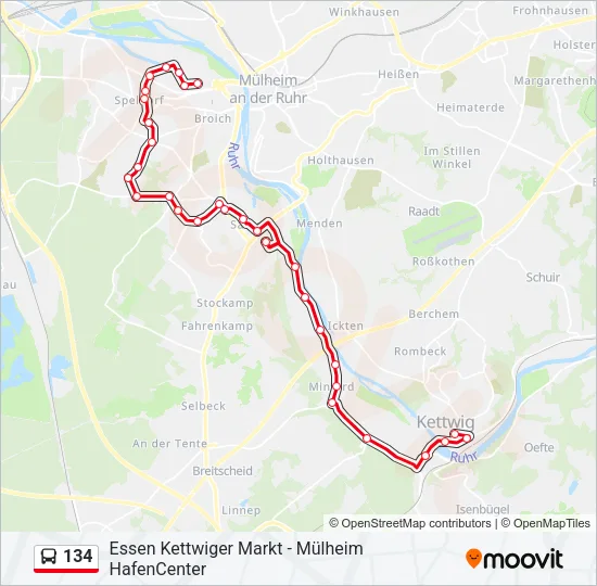134 Bus Line Map