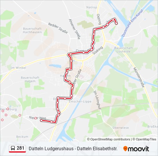 281 bus Line Map