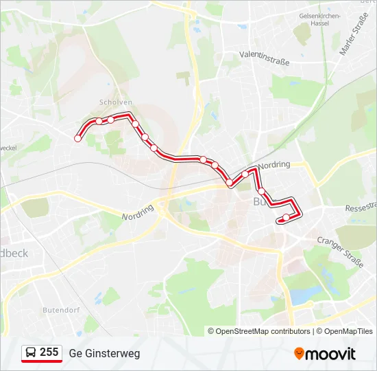 255 Bus Line Map
