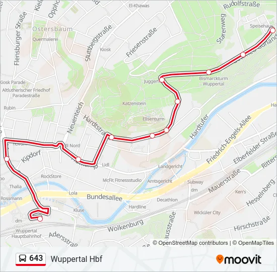 643 Bus Line Map
