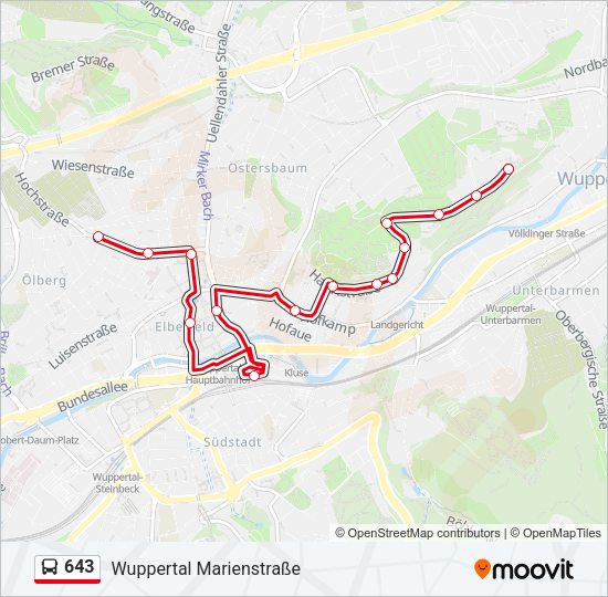 643 Bus Line Map