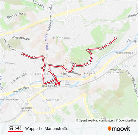 643 Bus Line Map