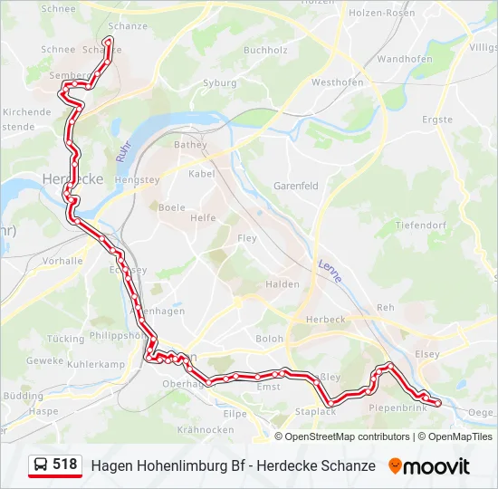 518 Bus Line Map