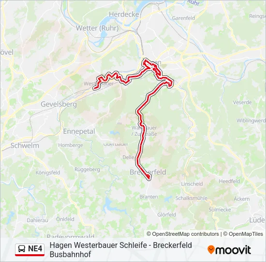 NE4 Bus Line Map