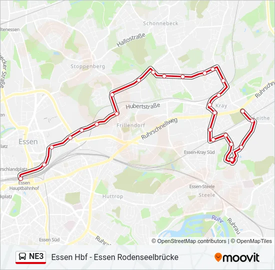 NE3 Bus Line Map