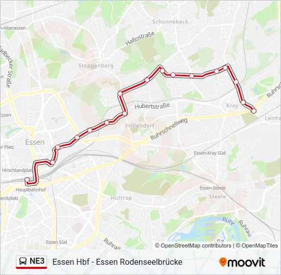 NE3 Bus Line Map