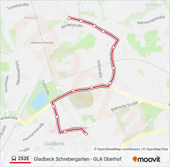 252E Bus Line Map