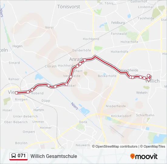 071 Bus Line Map