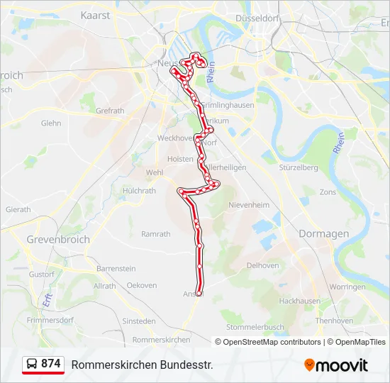 874 Bus Line Map