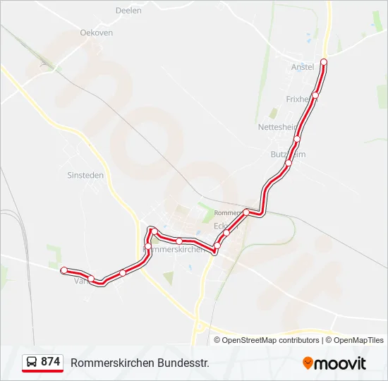 874 Bus Line Map