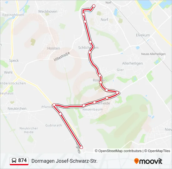 874 Bus Line Map