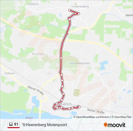 91 Bus Line Map