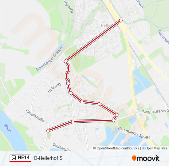 NE14 Bus Line Map