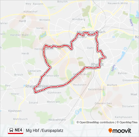 NE4 Bus Line Map