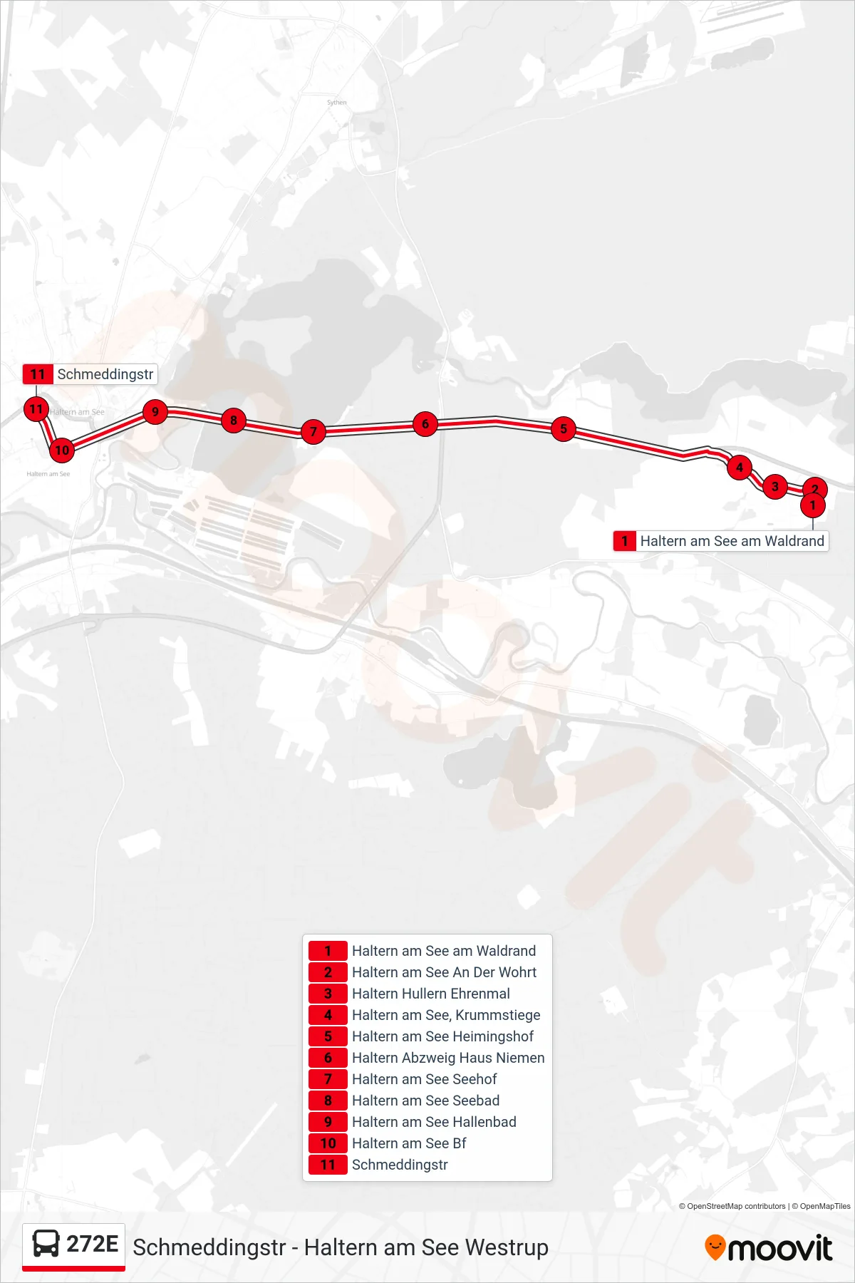 272E bus Line (Schmeddingstr) route and stops on a map