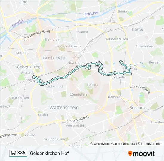 385 Bus Line Map