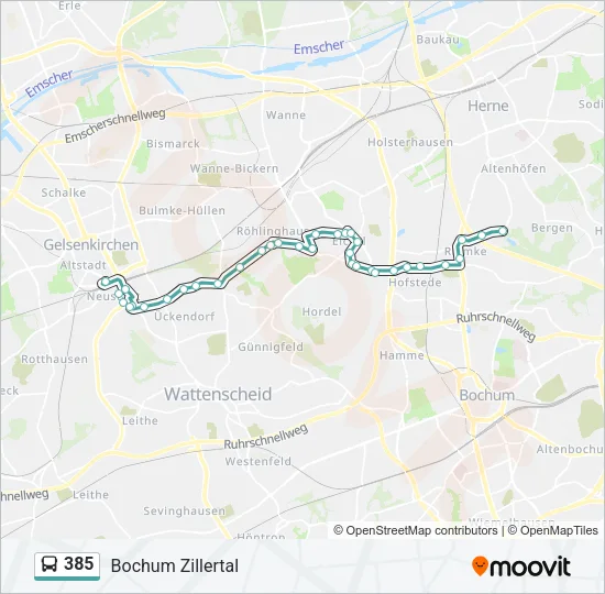 385 Bus Line Map