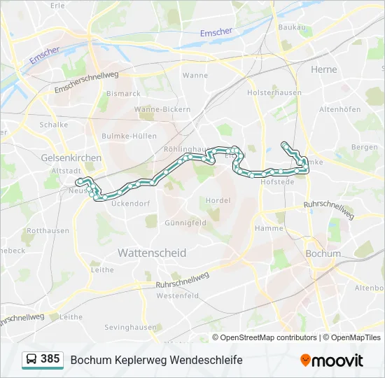 385 Bus Line Map