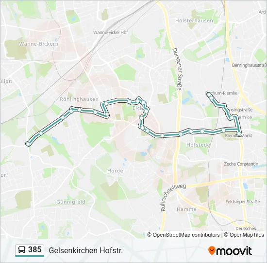 385 Bus Line Map