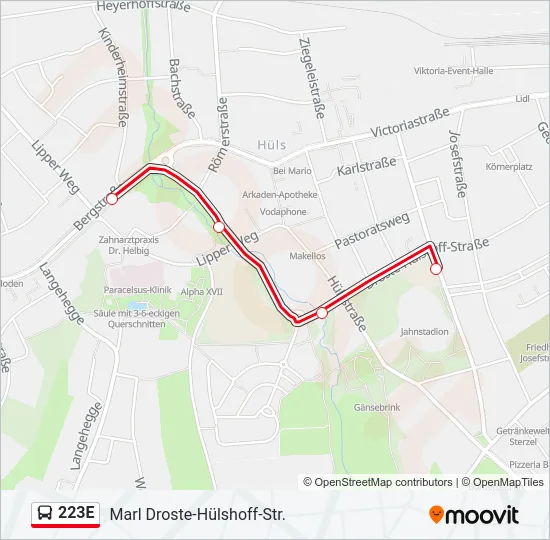 223E Bus Line Map