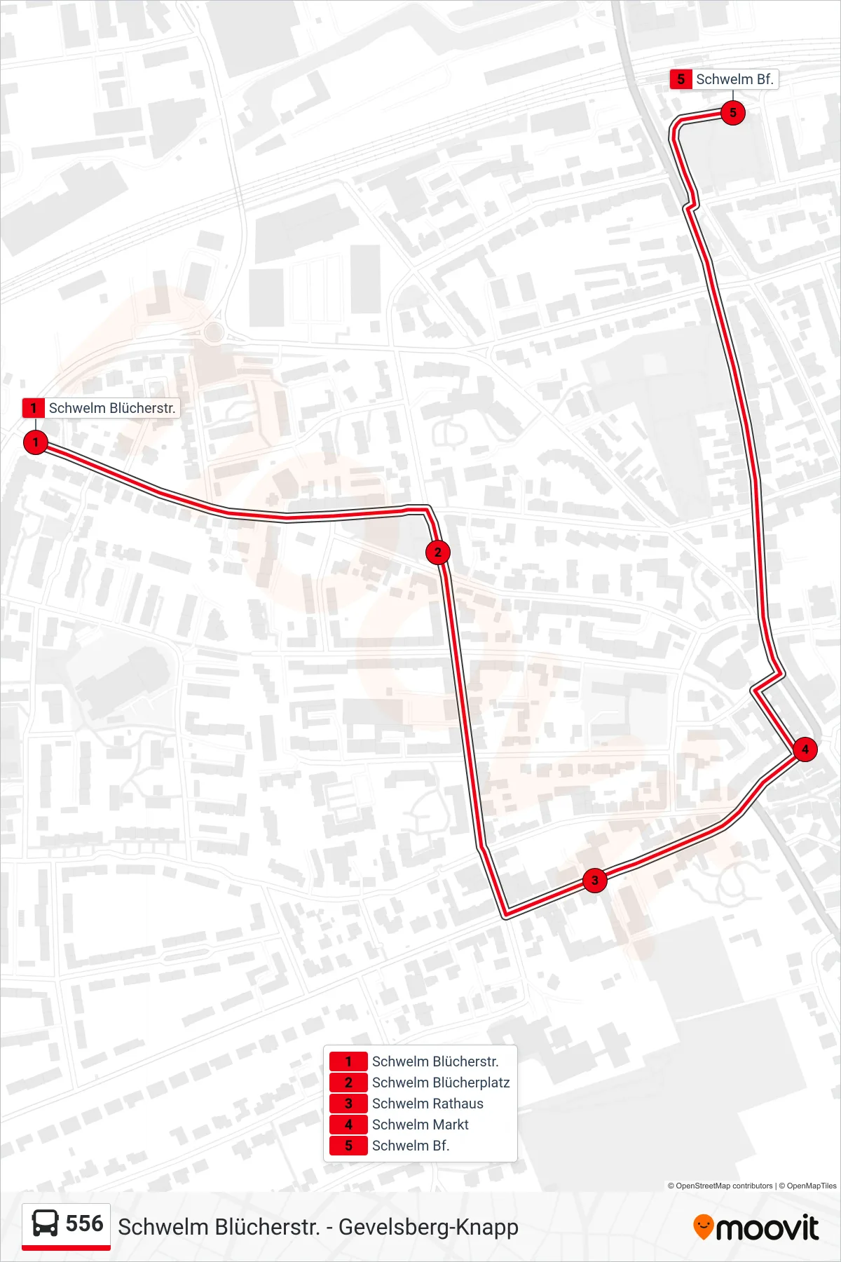 Linie 556 (Bus) Richtung Schwelm Bf.: Route und Haltestellen auf der Karte