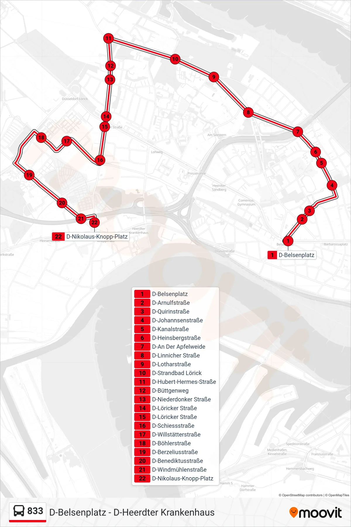 Linie 833 (Bus) Richtung D-Nikolaus-Knopp-Platz: Route und Haltestellen auf der Karte