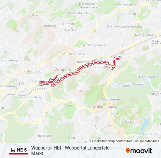 NE 5 bus Line Map