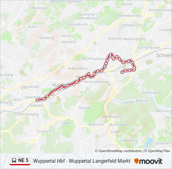 NE 5 bus Line Map