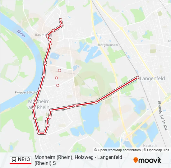 Автобус NE13: карта маршрута